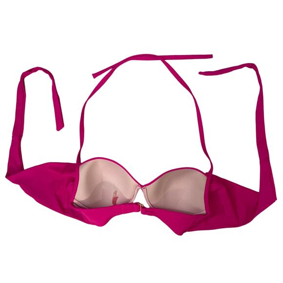 Victoria's Secret Women's Size 32DD Solid Pink Wrap Tie Around Bikini Top - EUC - Picture 2 of 11